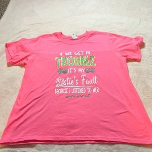 Pink, short sleeve T-shirt, extra large with print on front